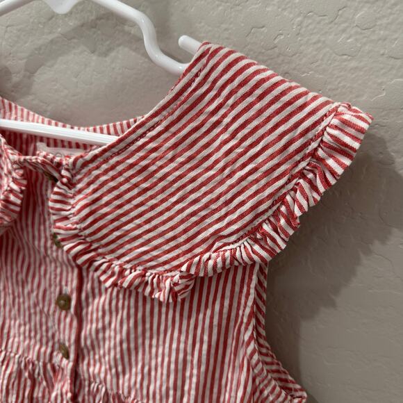 Next Pink Seersucker Stripe Collared Dress - Picture 2 of 7